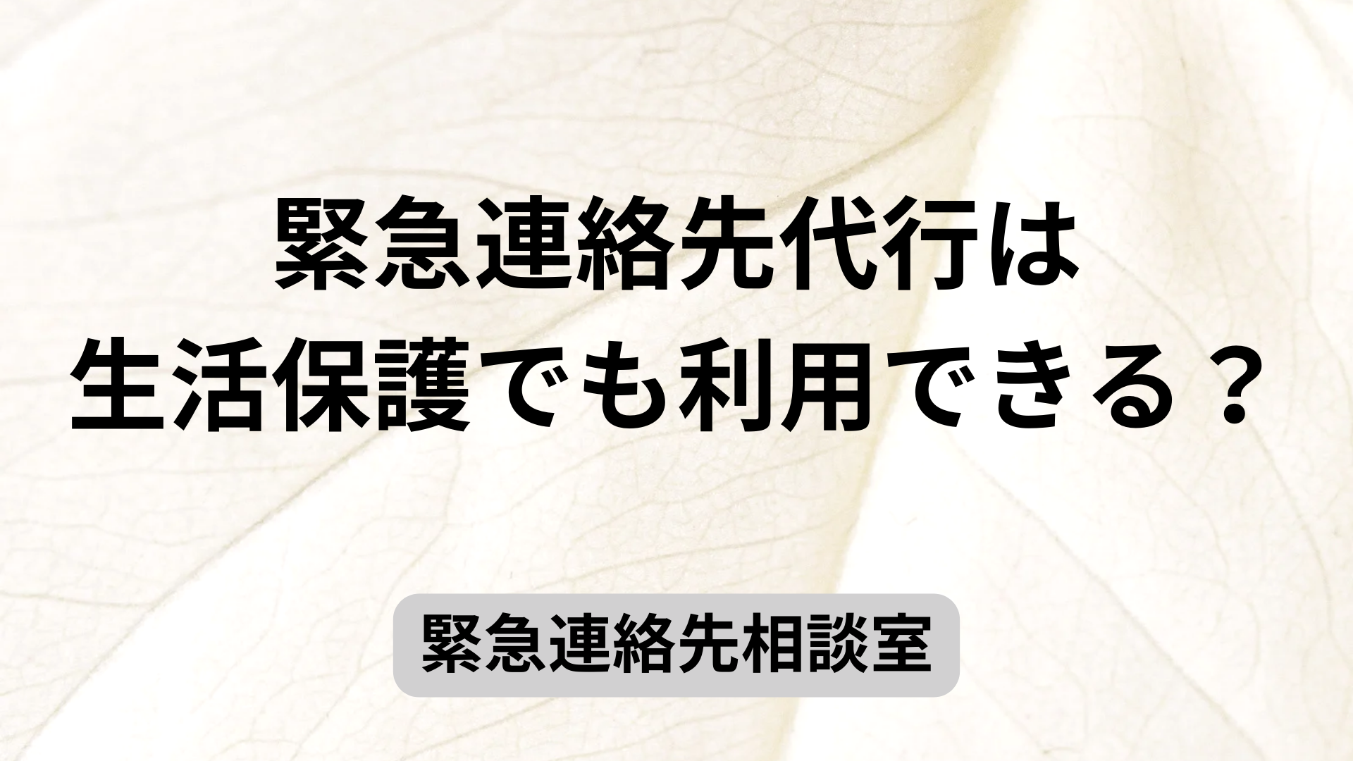 緊急連絡先代行は生活保護でも利用できる？