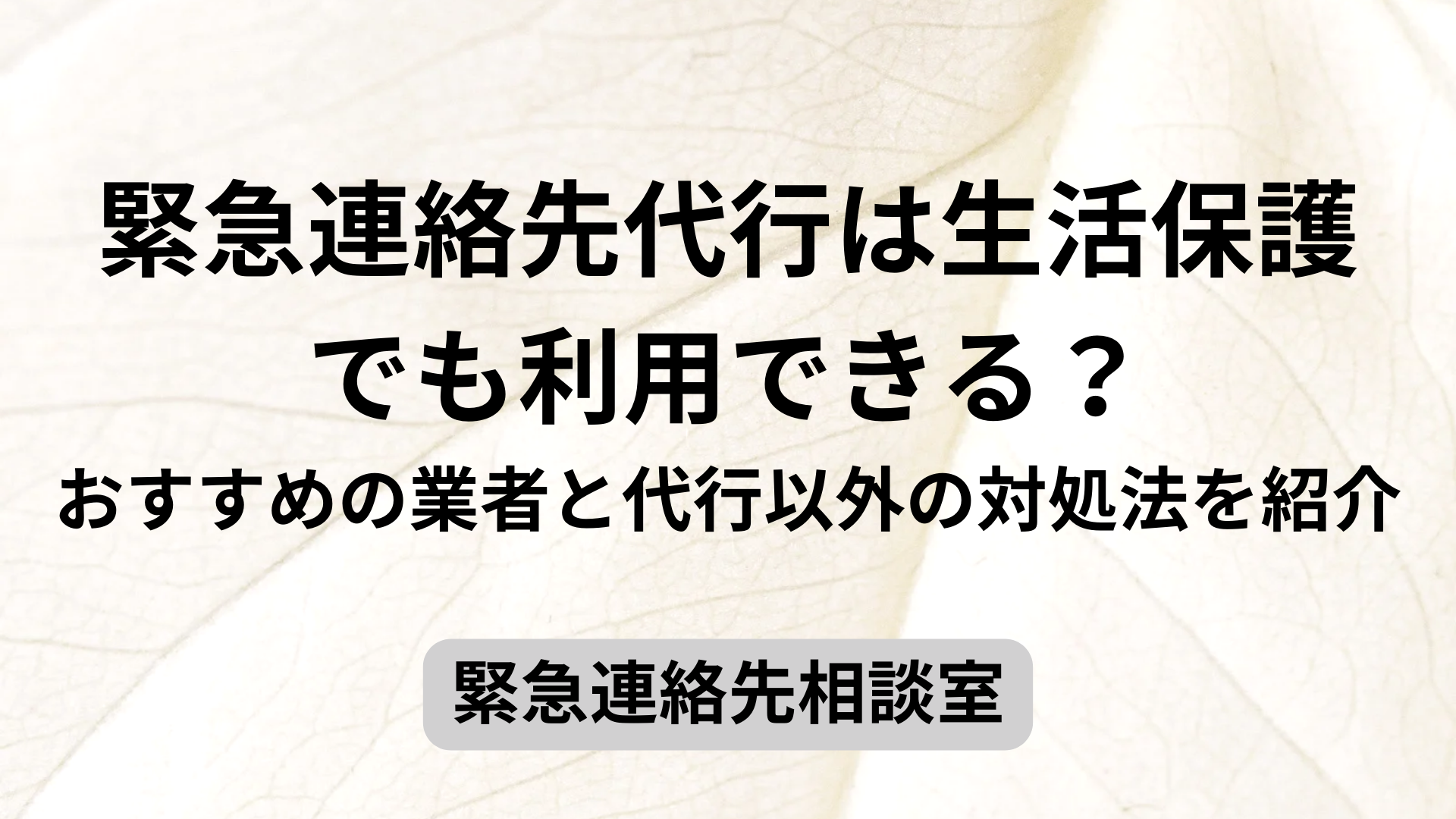 緊急連絡先代行は生活保護でも利用できる？おすすめの業者と代行以外の対処法を紹介